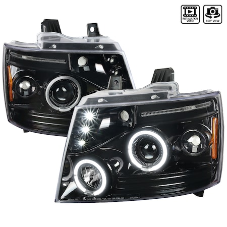 Spec-D Tuning 07-13 Chevrolet Avalanche Projector Headlight Glossy Black 2LHP-AVA07BK-TM